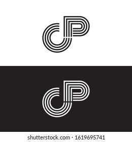 Initial letter cp uppercase modern logo design template elements. Black and white letter Isolated on white and black background. Suitable for business, consulting group company.