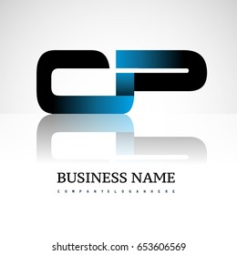Initial letter CP uppercase modern and simple logo linked blue and black colored, isolated in white background. Vector design for company identity.