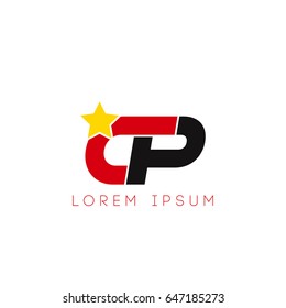 Initial Letter Cp Yellow Star Logo Red Black