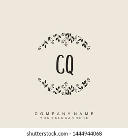 Initial letter CQ beautiful handwriting logo vector template