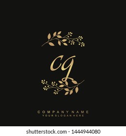 Initial letter CQ beautiful handwriting logo vector template