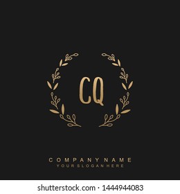 Initial letter CQ beautiful handwriting logo vector template
