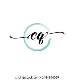 Initial letter CQ beautiful handwriting logo vector template