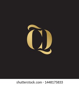 Initial letter cq c q  uppercase modern logo design template elements. Gold letter Isolated on black  background. Suitable for business, consulting group company.
