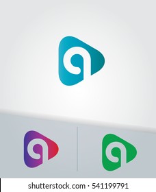 Initial Letter CQ C Rounded Triangle Logo 