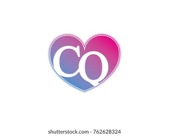 the initial letter CQ in the heart symbol as a logo, sign and decoration