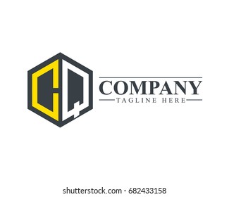 Initial Letter CQ Hexagonal Logo
