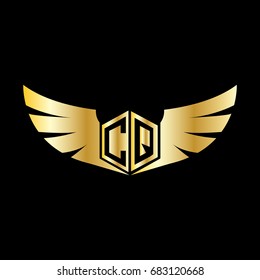 Initial Letter CQ Logo, Hexagonal Shape with Wings Icon