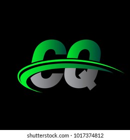 initial letter CQ logotype company name colored green and black swoosh design. vector logo for business and company identity.