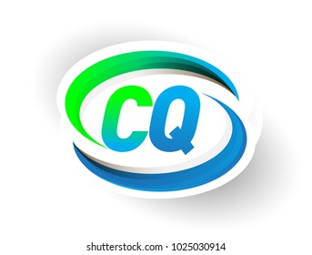 initial letter CQ logotype company name colored blue and green swoosh design, modern logo concept. vector logo for business and company identity.

