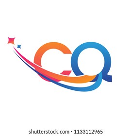 initial letter CQ logotype company name colored orange, red and blue swoosh star design. vector logo for business and company identity.