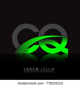 initial letter CQ logotype company name colored green and black swoosh design. vector logo for business and company identity.
