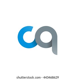 initial letter cq modern linked circle round lowercase logo blue gray