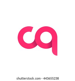 initial letter cq modern linked circle round lowercase logo pink