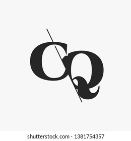 Initial Letter CQ Monogram Sliced. Modern logo template isolated on gray background