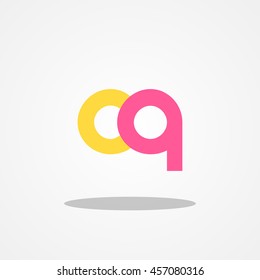 Initial letter CQ OQ lowercase logo design template orange pink