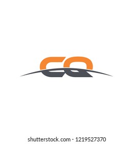 Initial letter CQ, overlapping movement swoosh horizon logo vector