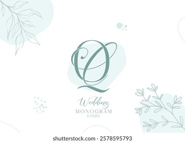 Initial Letter CQ QC Wedding Monogram Logo