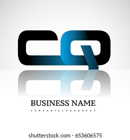 Initial letter CQ uppercase modern and simple logo linked blue and black colored, isolated in white background. Vector design for company identity