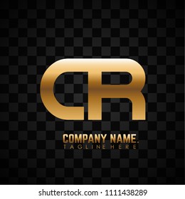 Initial Letter CR AR Linked Design Logo with gold line creative effect black background