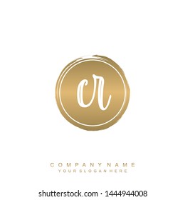 Initial letter CR beautiful handwriting logo vector template