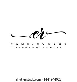 Initial letter CR beautiful handwriting logo vector template