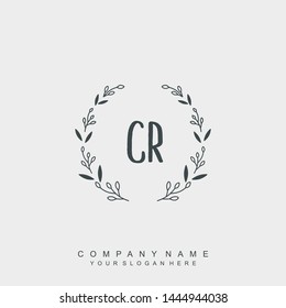 Initial letter CR beautiful handwriting logo vector template