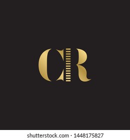 Initial letter cr c r  uppercase modern logo design template elements. Gold letter Isolated on black  background. Suitable for business, consulting group company.