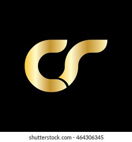 Initial Letter CR CS Linked Circle Lowercase Logo Gold