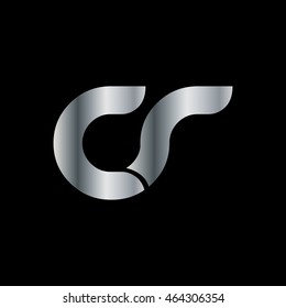 Initial Letter CR CS Linked Circle Lowercase Logo Silver