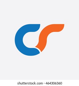 Initial Letter CR CS Linked Circle Lowercase Logo Blue Orange
