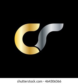 Initial Letter CR CS Linked Circle Lowercase Logo Gold Silver