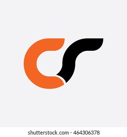 Initial Letter CR CS Linked Circle Lowercase Logo Orange Black