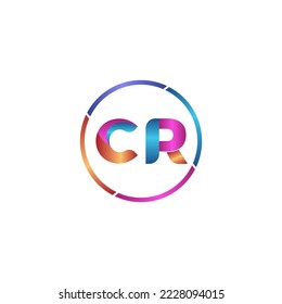 Initial letter CR curve rounded logo, gradient vibrant colorful glossy colors