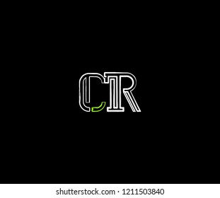 Initial Letter CR Linear Grunge Brush Stroke Modern Logotype