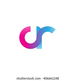 initial letter cr linked circle lowercase logo pink blue purple