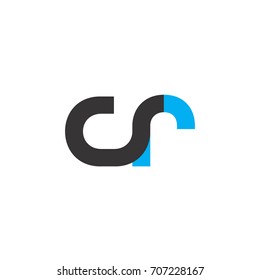 Initial Letter CR Linked Circle Lowercase Logo Black Blue Icon Design Template Element
