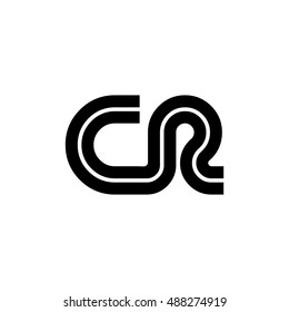 Initial Letter CR Linked Design Logo Black