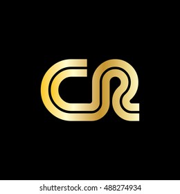 Initial Letter CR Linked Design Logo Gold