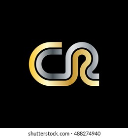 Initial Letter CR Linked Design Logo Gold Silver