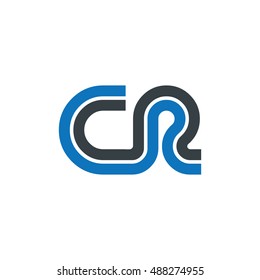 Initial Letter CR Linked Design Logo Blue Black