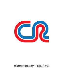 Initial Letter CR Linked Design Logo Red Blue