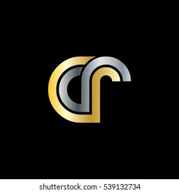 Initial Letter CR Linked Design Logo Gold Silver