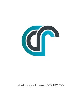 Initial Letter CR Linked Design Logo Blue Black