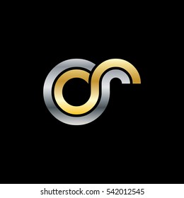 Initial Letter CR OR Linked Design Logo Silver Gold