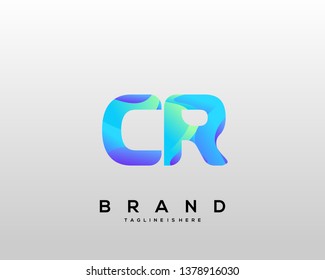 Initial letter CR logo with colorful background, letter combination logo design for creative industry, web, business and company. - Vector