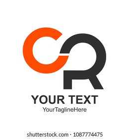 Initial letter CR logo design template element colored orange dark grey rounded for business and company identity