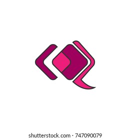 initial letter cr logo design in purple