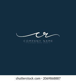 Initial Letter CR Logo - Handwritten Signature Style Logo