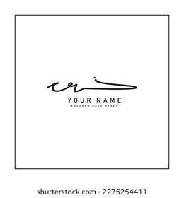 Logotipo de carta inicial CR - logotipo de firma manuscrita